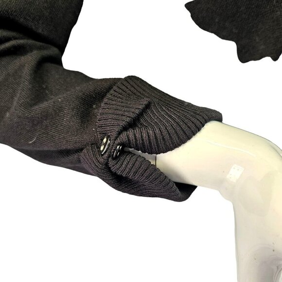 Cyrus Black Rose Embellished Short Cardigan 3/4 Slv Viscose Nylon Knit Womens M - Picture 6 of 11